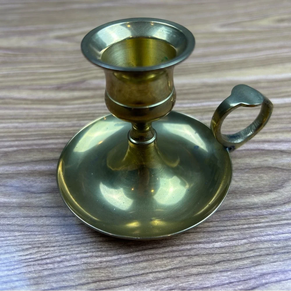 Vintage Brass Candle Snuffer and Solid Brass Candlestick Holder Made in India